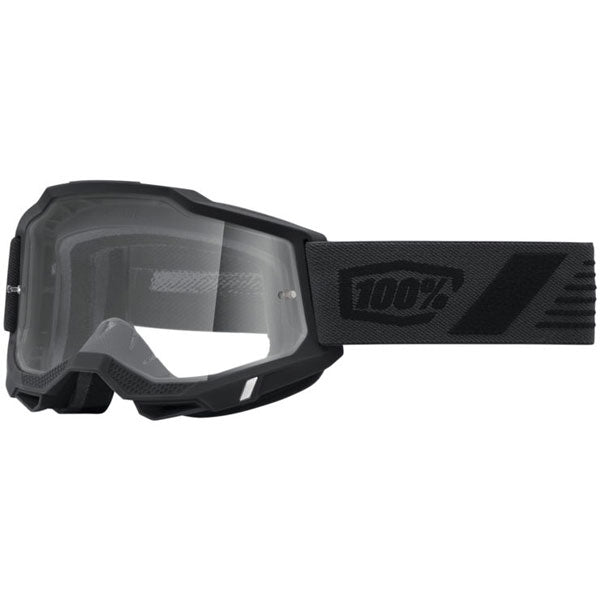 Detailed studio photograph of 100%, Accuri 2.0 Goggle (Clear Lens), Goggles, SKU 5641100500, color options 2028, Fairbanks, Samba, Torken, Yumiko, Ferran, Matigofun, Schrute and more