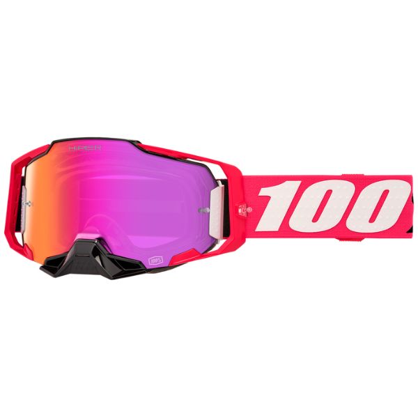 Catalog studio image of 100%, Armega Goggle w/ HiPER Lens, Goggles, SKU 5623209100, color options Crenshaw, HiPER Mirror Purple Lens, United, HiPER Mirror Red/Blue Lens, Acosta, HiPER Mirror Silver Lens, Glory, HiPER Mirror Red Lens, X-Ray, HiPER Mirror Silver Lens, Kloug, HiPER Mirror Dark Red Lens, Blacktail, HiPER Mirror Silver Lens, Racr, HiPER Mirror Silver Lens and more
