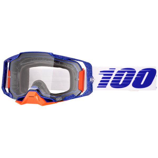 Studio product photo on a neutral background of 100%, Armega Goggle w/ Clear Lens, Goggles, SKU 610-5324, color options Viggo, Furious, Klein, Albar, Esterel, Fargo, Blue, Livingaad and more