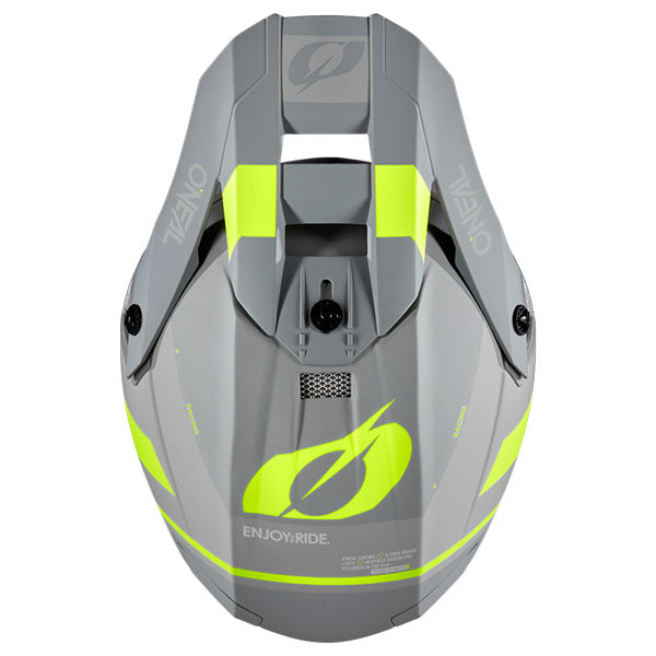 Clean studio photo on a white background of O'Neal, 10 Series Flow V.23 Helmet, SKU 0630-155, color options Black/White, Blue/White/Red, Grey/Neon Yellow, sizes XS–2X