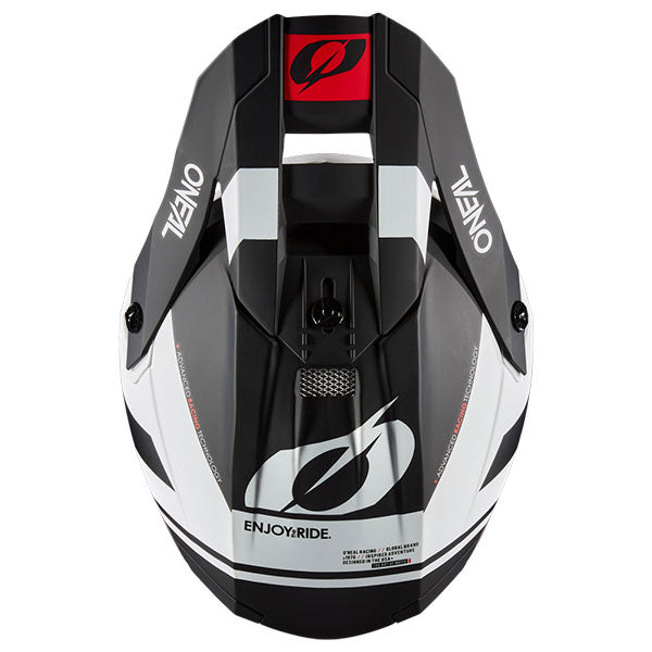 Studio photo showcasing O'Neal, 10 Series Flow V.23 Helmet, SKU 0630-144, color options Black/White, Blue/White/Red, Grey/Neon Yellow, sizes XS–2X