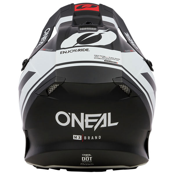 Studio image on a white background of O'Neal, 10 Series Flow V.23 Helmet, SKU 0630-143, color options Black/White, Blue/White/Red, Grey/Neon Yellow, sizes XS–2X