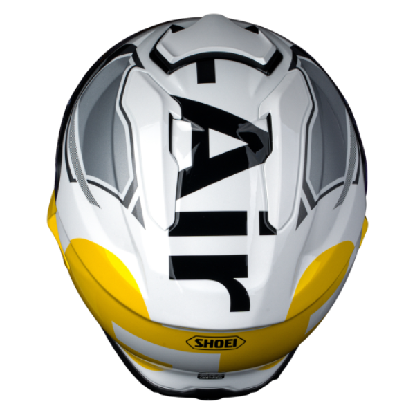 Studio image on a white background of Shoei, GT-Air 3 Mike Helmet, showing helmet shell shape, vent layout, and exterior graphics, Colors: Blue/Red TC-2, Yellow/White TC-3, Black/Green TC-4, White/Black TC-6, SKU 0121170203