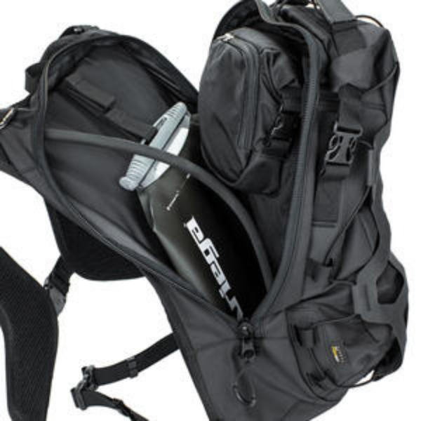 Clean studio shot of Kriega - Trail 18 Adventure Backpack; showing overall shape and visible design details; SKU 7020670518; Colors: Black, Orange, Lime