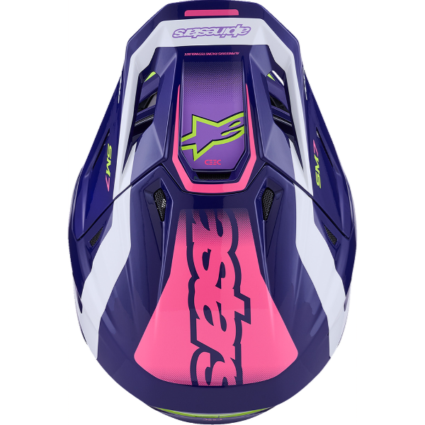 482-00191X, Alpinestars, S-M7 Deed Helmet, Red/Black/White Glossy, Purple/Pink Glossy, Blue/Yellow Fluo Glossy, Sizes XS, SM, MD, LG, XL product photo