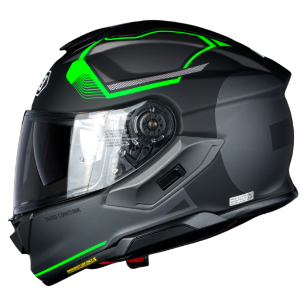 Clean studio shot of Shoei, GT-Air 3 Mike Helmet, front view, showing helmet shell shape, vent layout, and exterior graphics, Colors: Blue/Red TC-2, Yellow/White TC-3, Black/Green TC-4, White/Black TC-6, SKU 0121170203