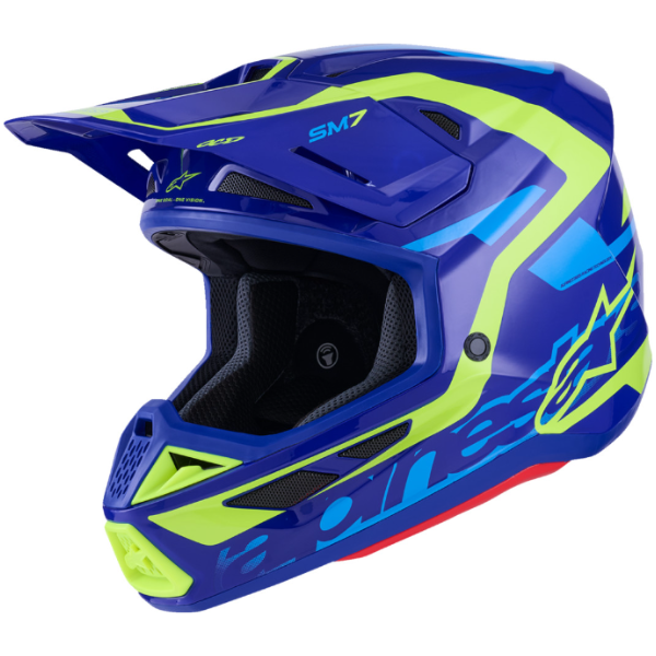 01109303, Alpinestars, S-M7 Deed Helmet, Red/Black/White Glossy, Purple/Pink Glossy, Blue/Yellow Fluo Glossy, Sizes XS, SM, MD, LG, XL product photo