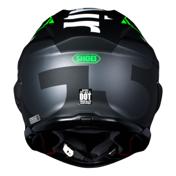 High-resolution studio image of Shoei, GT-Air 3 Mike Helmet, front view, highlighting helmet profile, visor area, and surface finish, Colors: Blue/Red TC-2, Yellow/White TC-3, Black/Green TC-4, White/Black TC-6, SKU 0121170203