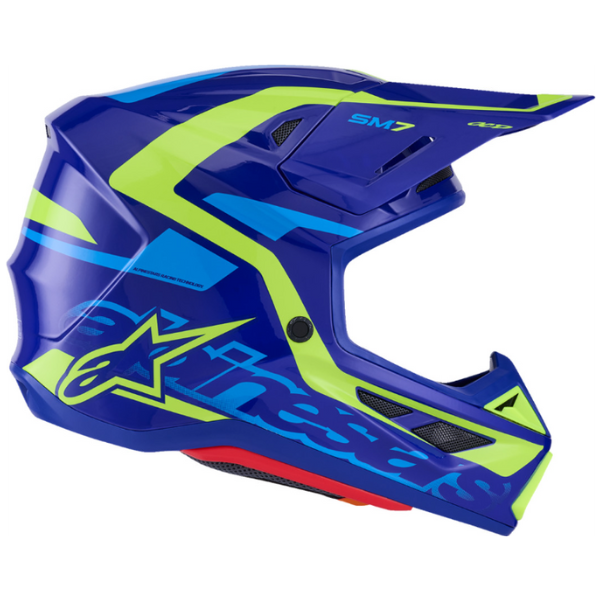482-00192M, Alpinestars, S-M7 Deed Helmet, Red/Black/White Glossy, Purple/Pink Glossy, Blue/Yellow Fluo Glossy, Sizes XS, SM, MD, LG, XL product photo