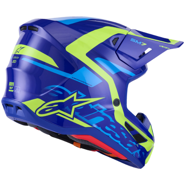 482-00192L, Alpinestars, S-M7 Deed Helmet, Red/Black/White Glossy, Purple/Pink Glossy, Blue/Yellow Fluo Glossy, Sizes XS, SM, MD, LG, XL product photo
