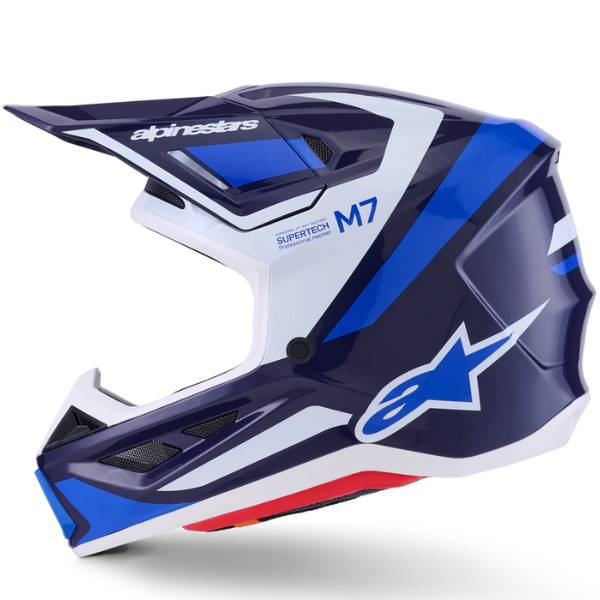 8301626-7249-L, Alpinestars, S-M7 Rise Helmet, Black/Silver/Red Fluo Glossy, Black/Yellow/Pink Glossy, Blue/White Glossy, Sizes XS, SM, MD, LG, XL product photo