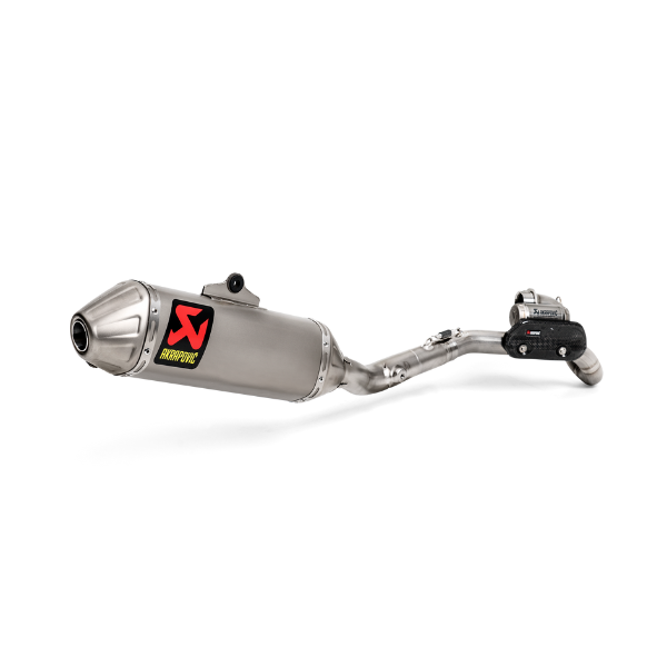 Professional studio photo of Akrapovic - Evolution Line Titanium Complete Exhaust Systems; showing overall shape and visible design details; SKU 18201991