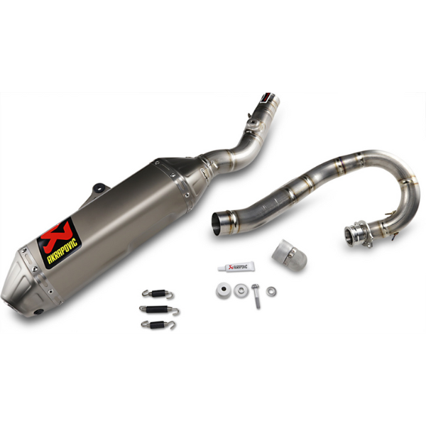 High-resolution studio image of Akrapovic - Evolution Line Titanium Complete Exhaust Systems; showing overall shape and visible design details