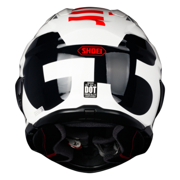 Clean studio shot of Shoei, GT-Air 3 Mike Helmet, detail view, highlighting helmet profile, visor area, and surface finish, Colors: Blue/Red TC-2, Yellow/White TC-3, Black/Green TC-4, White/Black TC-6, SKU 0121170203
