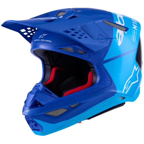 01108590, Alpinestars, Supertech M10 Flood Helmet, Black/Dark Gray Matte & Glossy, Red Fluo/Red Matte & Glossy, Met Blue/Med Blue/Black Carbon Matt product photo