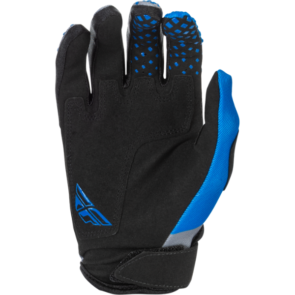 Fly Racing Kinetic Gloves (Youth) front angle view Colors: Blue/Grey/Black Sizes: Y-LG to Y-SM SKU:379-411 | Available at BTO Sports.