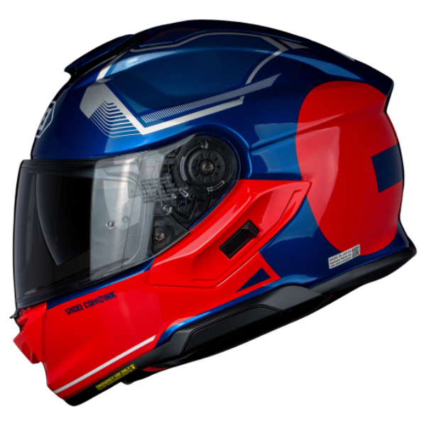Professional studio photo of Shoei, GT-Air 3 Mike Helmet, showing helmet shell shape, vent layout, and exterior graphics, Colors: Blue/Red TC-2, Yellow/White TC-3, Black/Green TC-4, White/Black TC-6, SKU 0121170203