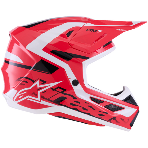 482-00190M, Alpinestars, S-M7 Deed Helmet, Red/Black/White Glossy, Purple/Pink Glossy, Blue/Yellow Fluo Glossy, Sizes XS, SM, MD, LG, XL product photo