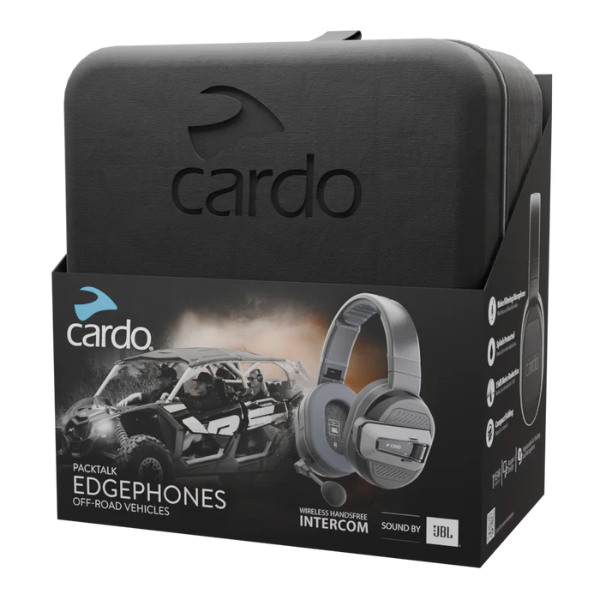Clean studio shot of Cardo System - Packtalk Edgephones Orv; showing overall shape and visible design details; SKU 1404010001; Colors: Single, Duo