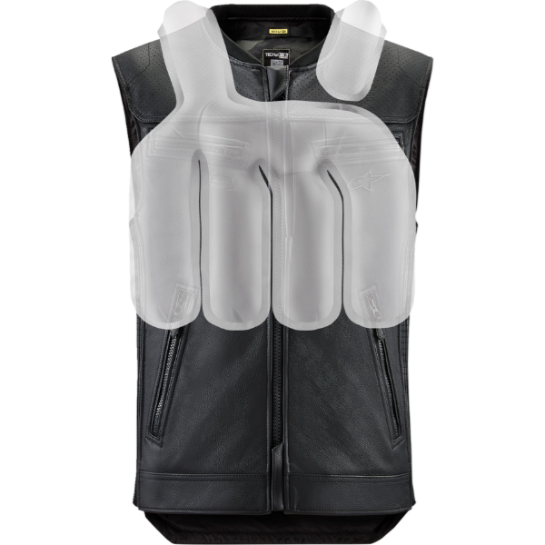 Studio photo on a white background of Alpinestars - Tech-Air 3 v2 Leather Vest; showing overall shape and visible design details; SKU 270114; Colors: Black