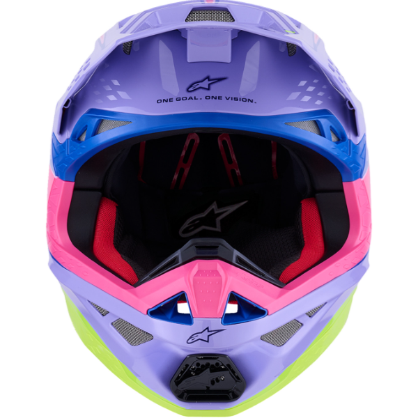 482-001952X, Alpinestars, Supertech M10 Jett Lawrence R01 Helmet, Purple/Pink Fluo/Yellow Fluo Glossy, Sizes XS, SM, MD, LG, XL product photo