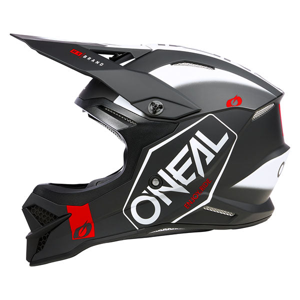 Clean studio photo on a white background of O'Neal, 3 Series Hexx V.23 Helmet, SKU 0627-282, color options Black/White, Blue/Orange, sizes XS–2X