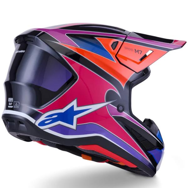 8302026-7256-XL, Alpinestars, S-M7 Fuse Helmet, Blue/Purple/Pink Glossy, Sizes XS, SM, MD, LG, XL product photo