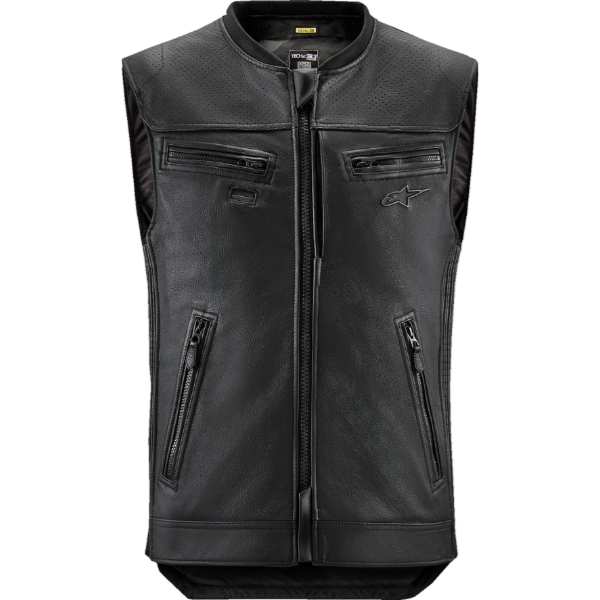 Professional studio photo of Alpinestars - Tech-Air 3 v2 Leather Vest; showing overall shape and visible design details; SKU 270114; Colors: Black