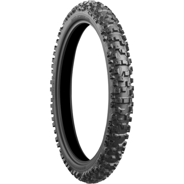 Studio image on a white background of Bridgestone, Battlecross X40 Tires, highlighting materials, construction, and product design, Colors: Front, Rear, SKU 03120277