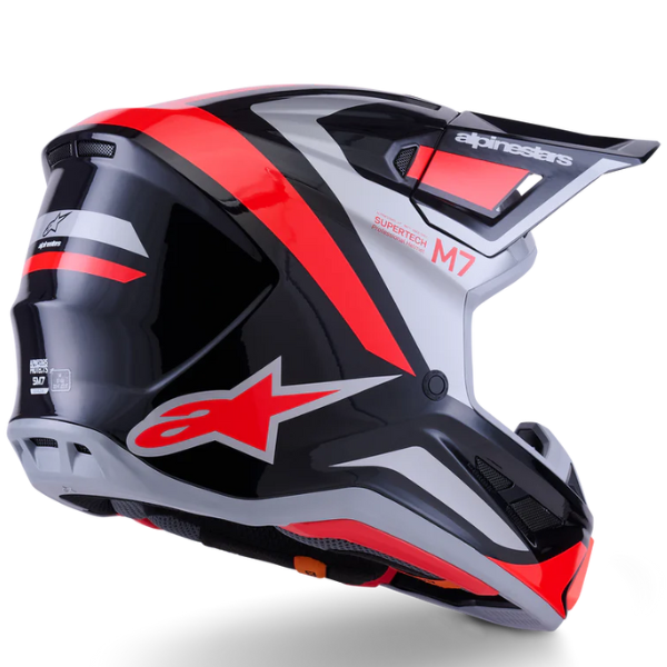 8301626-1565-L, Alpinestars, S-M7 Rise Helmet, Black/Silver/Red Fluo Glossy, Black/Yellow/Pink Glossy, Blue/White Glossy, Sizes XS, SM, MD, LG, XL product photo