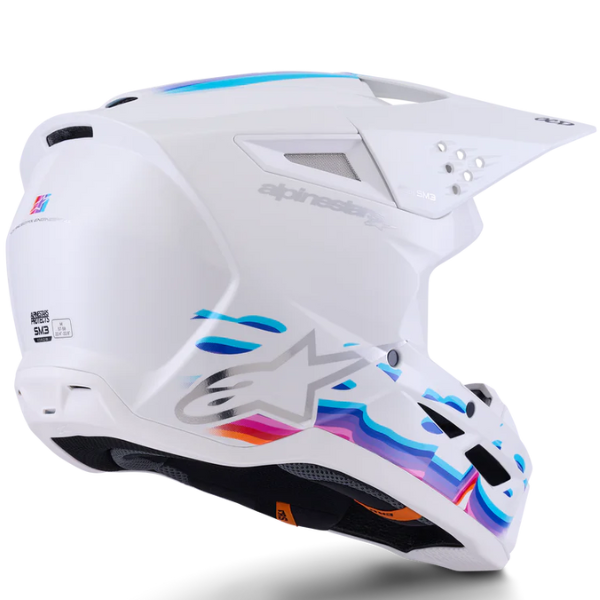 8301226-2180-XL, Alpinestars, S-M3 Force OCD Helmet, White Glossy, Sizes XS, SM, MD, LG, XL product photo