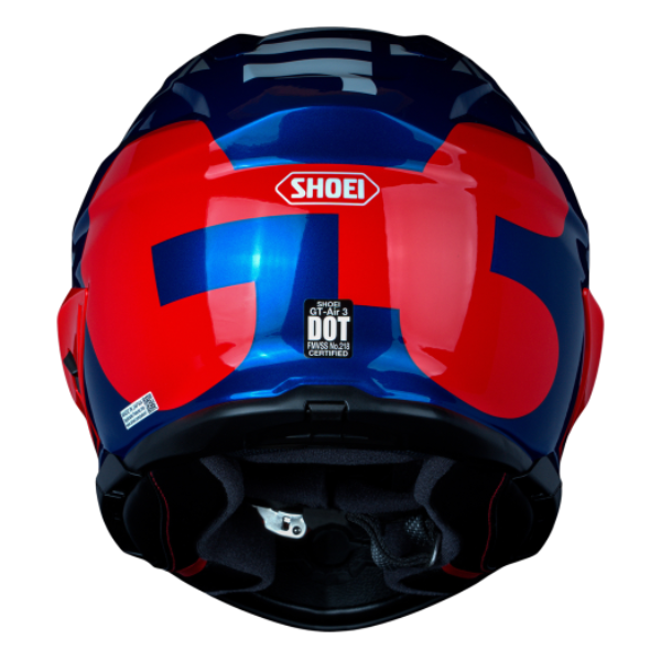 Clean studio shot of Shoei, GT-Air 3 Mike Helmet, showing helmet shell shape, vent layout, and exterior graphics, Colors: Blue/Red TC-2, Yellow/White TC-3, Black/Green TC-4, White/Black TC-6, SKU 0121170203