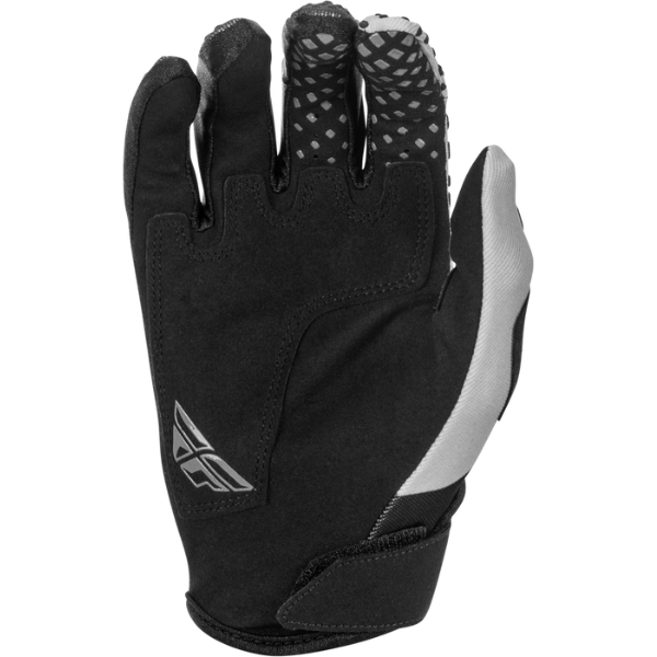 Fly Racing Kinetic Gloves (Youth) detail close-up view Colors: Black/Grey Sizes: Y-LG to Y-SM SKU:379-410 | Available at BTO Sports.