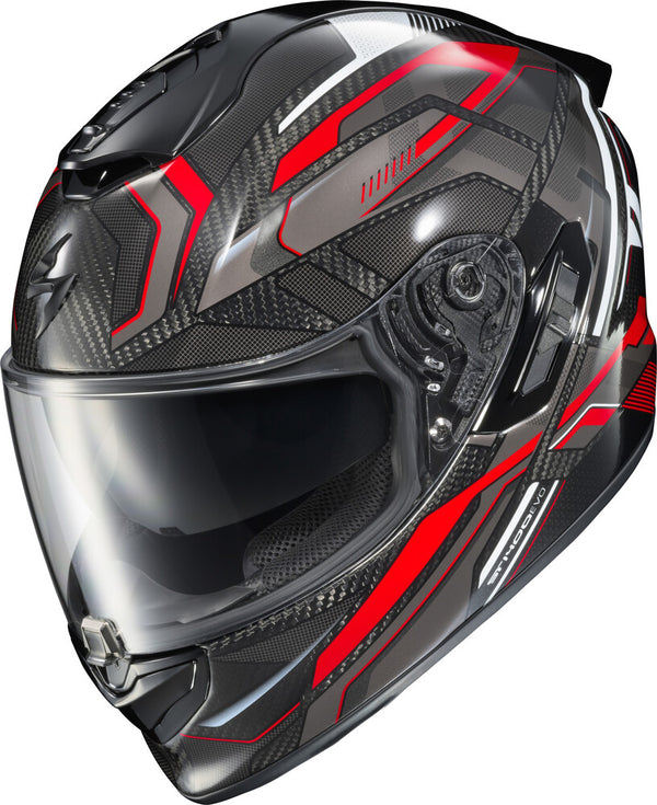 Scorpion EXO - EXO-ST 1400 Evo Carbon Hex Helmet, motorcycle helmet, front three-quarter view, color options: 2XL, LG, MD, SM, XL, sizes: Gloss Blue, Gloss Red, Matte Blue, Matte Grey