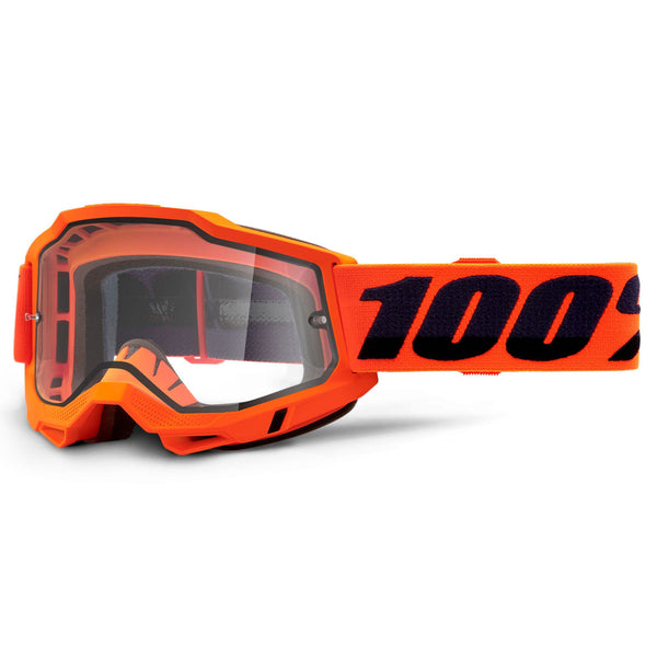 Studio photo of 100%, Accuri 2.0 Enduro Moto Goggle (Clear Dual Lens), Goggles, SKU 5646206900, color options Black, Blue, Red, Fluo Yellow, Neon Orange, Blue/White