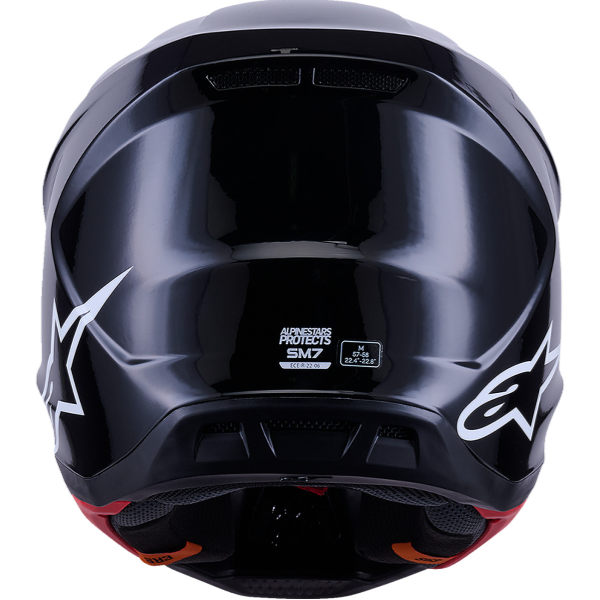 01109263, Alpinestars, S-M7 Solid Helmet, Black Glossy, White Glossy, Sizes XS, SM, MD, LG, XL product photo