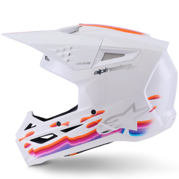 8301226-2180-S, Alpinestars, S-M3 Force OCD Helmet, White Glossy, Sizes XS, SM, MD, LG, XL product photo