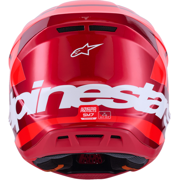 482-00187M, Alpinestars, S-M7 Core Helmet, Red Glossy, Orange/Blue Matte, Sizes XS, SM, MD, LG, XL product photo