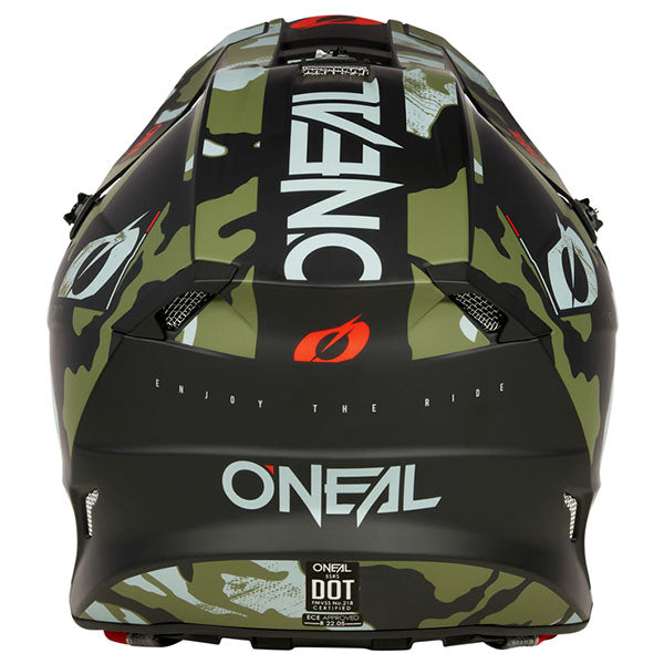 Detailed studio photograph of O'Neal, 5 Series Camo V.23 Helmet, SKU 0628-245, color options Green/Black, Black/Grey, sizes XS–2X