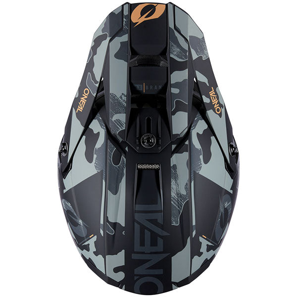 Detailed studio photograph of O'Neal, 5 Series Camo V.23 Helmet, SKU 0628-234, color options Green/Black, Black/Grey, sizes XS–2X