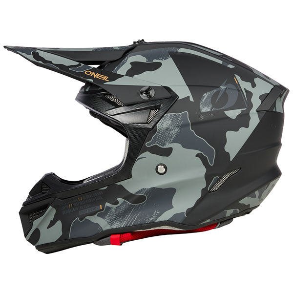 Catalog studio image of O'Neal, 5 Series Camo V.23 Helmet, SKU 0628-235, color options Green/Black, Black/Grey, sizes XS–2X