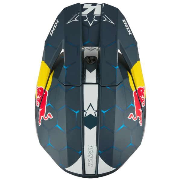 High-resolution studio image of O'Neal, Kini Red Bull MX3 1.0 Helmet, SKU K0603-004, color options Blue/White, sizes XS–2X
