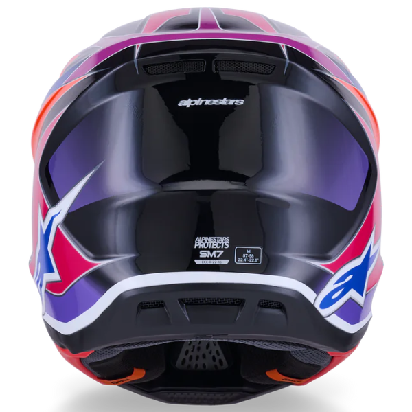 8302026-7256-2XL, Alpinestars, S-M7 Fuse Helmet, Blue/Purple/Pink Glossy, Sizes XS, SM, MD, LG, XL product photo