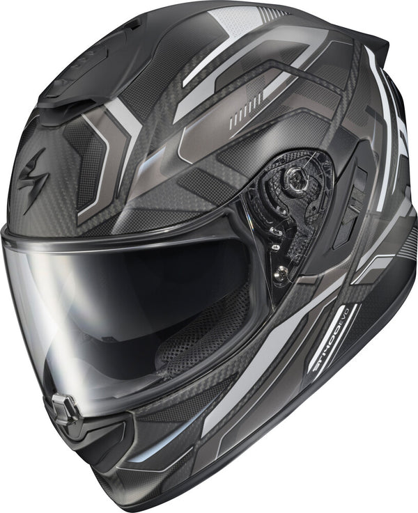 Scorpion EXO - EXO-ST 1400 Evo Carbon Hex Helmet, motorcycle helmet, detail view, color options: 2XL, LG, MD, SM, XL, sizes: Gloss Blue, Gloss Red, Matte Blue, Matte Grey