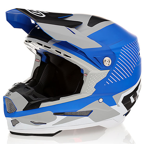 6D helmet blue product view — with ODS impact management for angular and linear energy, ventilated and lightweight, SKU 12-2908.