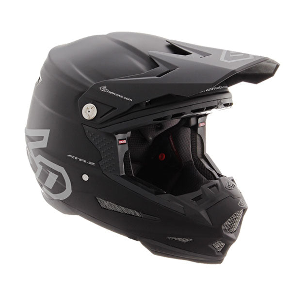 6D 6D - ATR-2 Solid Matte Black Helmet motocross/off‑road full‑face helmet product view — with ODS impact management for angular and linear energy, ventilated and lightweight, SKU 12-0504.