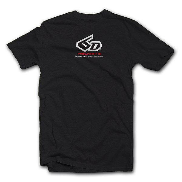 Crisp studio image on a white background of 6D Classic Tee; showing tee fit, printed graphics, and crew neckline; SKU 50-35; Colors: Black, Grey
