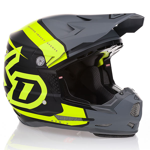 6D helmet yellow neon product view — with ODS impact management for angular and linear energy, ventilated and lightweight, 6d-atr-2y-torque-helmet-youth.