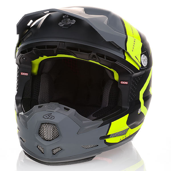 6D helmet yellow neon product view — with ODS impact management for angular and linear energy, ventilated and lightweight, 6d-atr-2y-torque-helmet-youth.