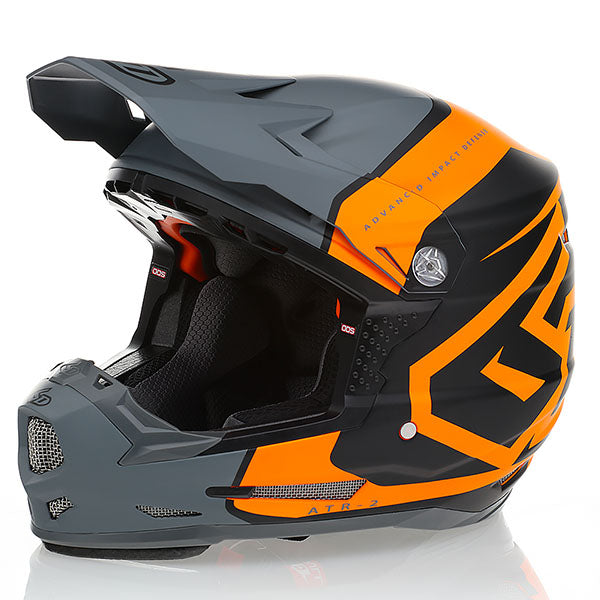6D helmet orange neon product view — with ODS impact management for angular and linear energy, ventilated and lightweight, SKU 11-6512.